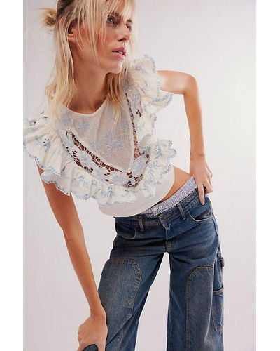 Free People Violet Ruffle Top - Blue