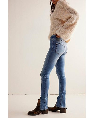 Free People Double Dutch Pull-on Slit Skinny Jeans At Free People In Bluesette, Size: Xs