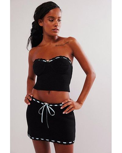 For Love & Lemons Kelsey Crochet Mini Skirt - Black