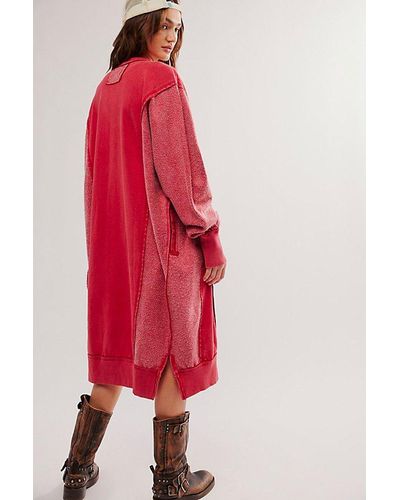 Free People Dreamy Blue Cardi - Red