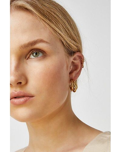 Free People 14k Gold Plated Chelsea Hoops At In Gold - Brown