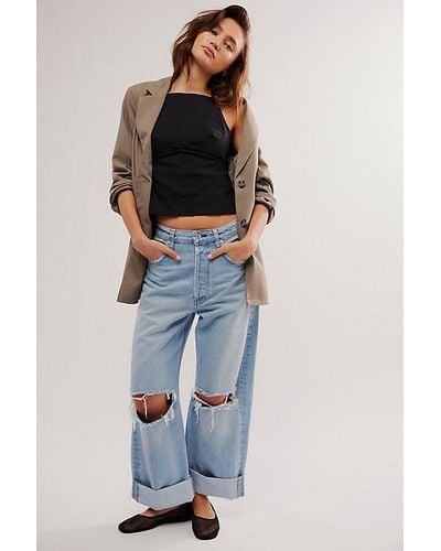 Citizens of Humanity Ayla Baggy Cuffed Crop Jeans - Blue