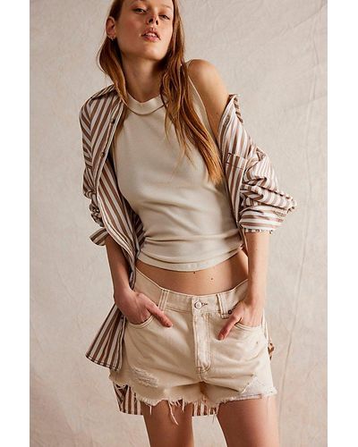 Free People We The Free Now Or Never Denim Shorts - Natural