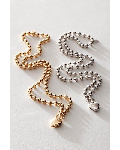 Leeada Jewelry Leeada Le Bébé Heart Toggle Necklace - Metallic