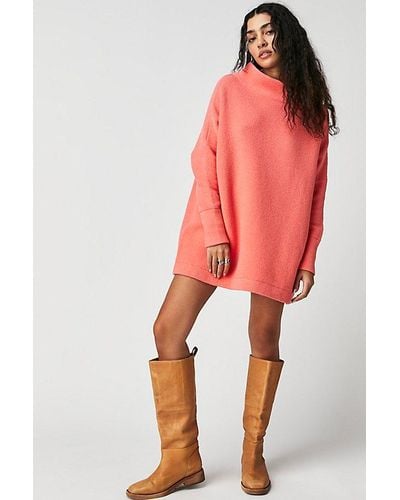 Free People Ottoman Slouchy Tunic Jumper At In Guava Juice, Size: Xs - Orange