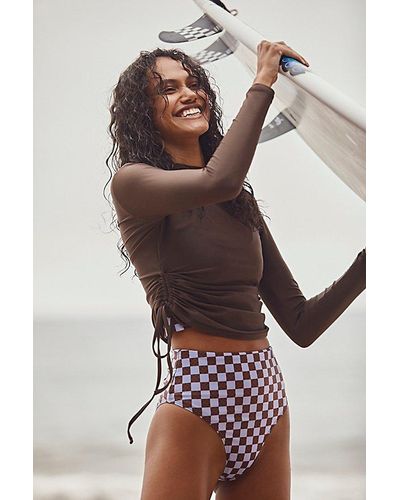 Salt Gypsy Ruched Solid Surf Rashguard At Free People In Coffee, Size: Medium - Brown