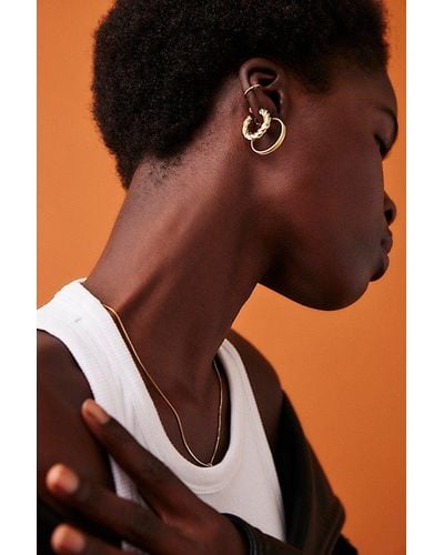 Free People Gold Plated Hoop Earring Set At In Gold Mix - Multicolor