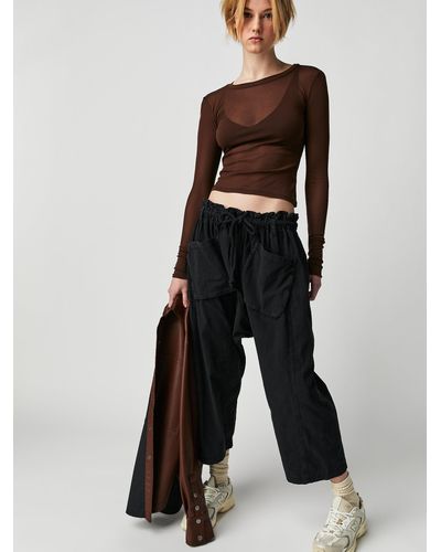 Free People Runyon Oversized Solid Pants - White