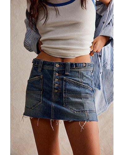 Free People Izzie Denim Mini Skirt - Blue