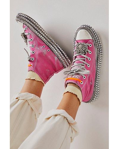 Free People Cruise Studded Hi Top Sneakers - Pink