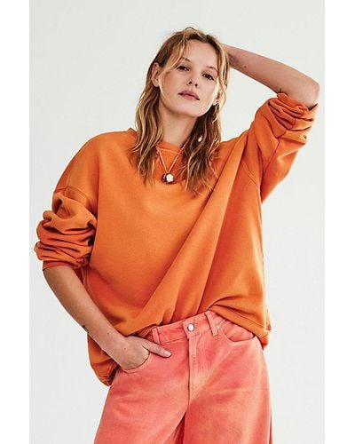 Free People Over And Out Sweatshirt - Orange