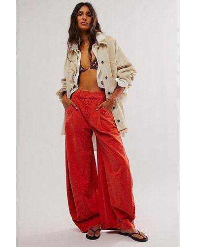 Free People Tegan Washed Barrel Trousers - Red