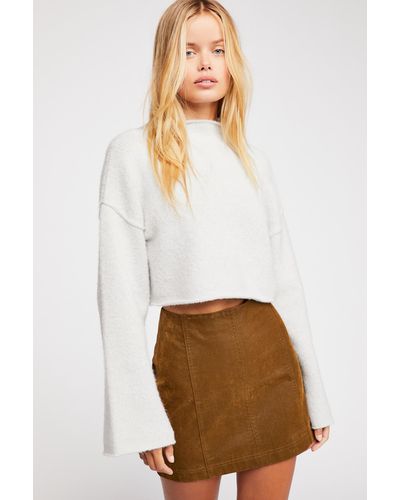 Free People Modern Femme Vegan Leather Mini Skirt In Tobacco - Brown