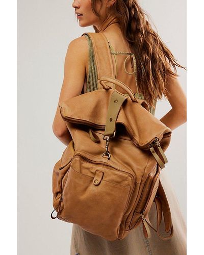 Free People Brigade Leather Backpack - Brown