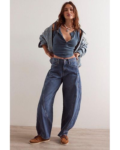 Free People Sugar And Spice Barrel Jeans - Blue