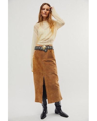 Blank NYC Blanknyc Suede Midi Skirt - Natural