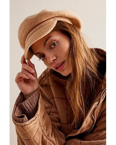 Free People Phoebe Slouchy Lieutenant Cap At In Camel - Multicolor