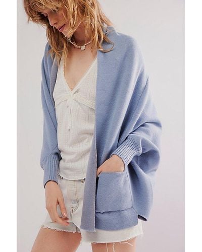 Free People Everyday Cocoon Poncho Jacket - Blue