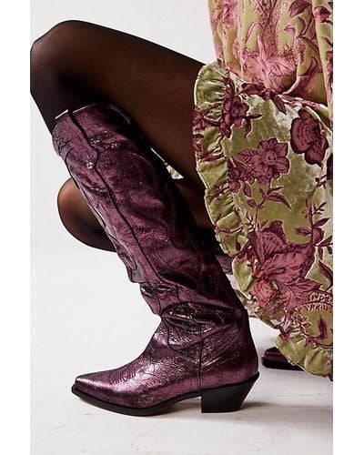 Free People Moody Metallic Cowboy Boots - Red