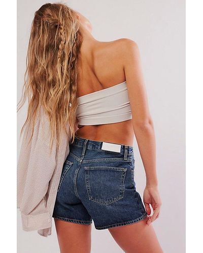 RE/DONE Mid-Rise Boy Shorts - Blue