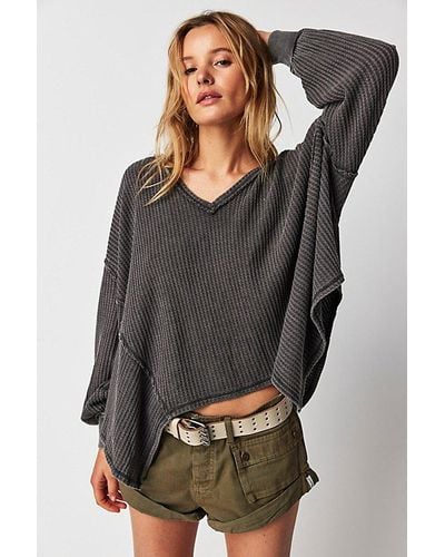 Free People Coraline Thermal At Free People In Black, Size: Xs - Gray