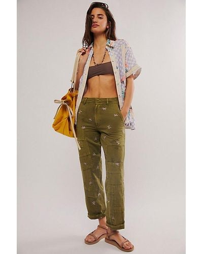 Free People Patched Posy Trousers - Brown
