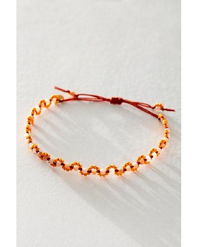 Tai Handmade Beaded Wave Bracelet - Orange