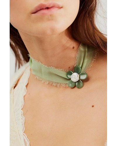 Ariana Ost Emery Choker At Free People In Emerald - Brown