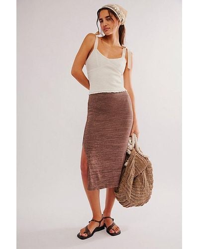 Free People Golden Hour Midi Skirt - Natural