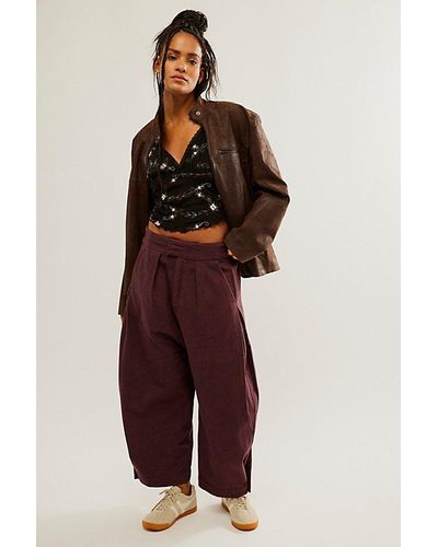 Free People Cool Harbor Wide-leg Pants At In Deep Mahogany, Size: Xs - Red