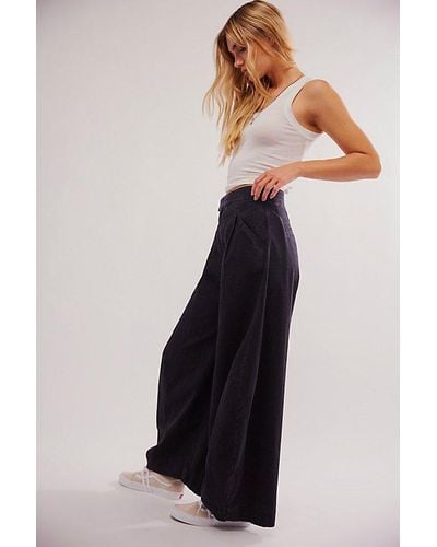 Free People Tegan Washed Barrel Trousers - Blue