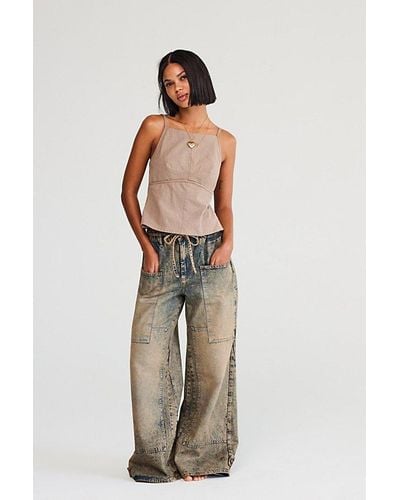 Free People Crvy Outlaw Wide-leg Jeans - Brown