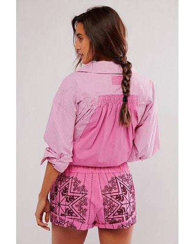 Free People Westover Embroidered Shorts - Pink