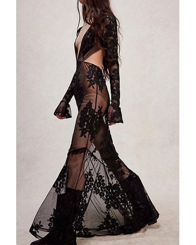 For Love & Lemons Temecula Cut Out Maxi Dress At Free People In Onyx, Size: Xs - Multicolor