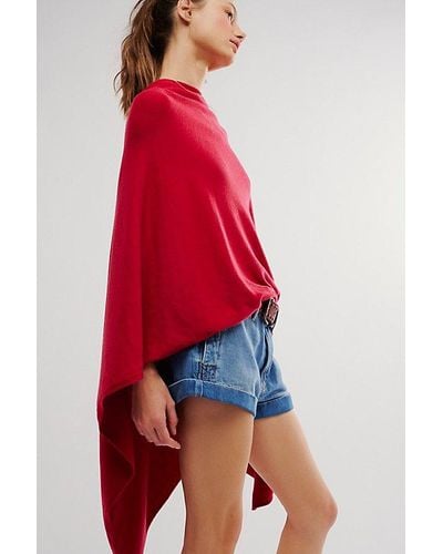 Free People Simply Triangle Poncho Jacket - Red