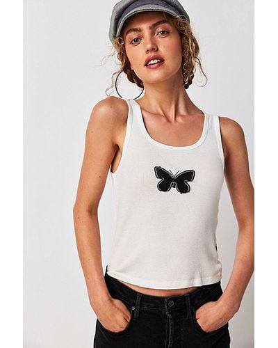 The Laundry Room Butterfly Stitch Tank Top At Free People In White, Size: Xs