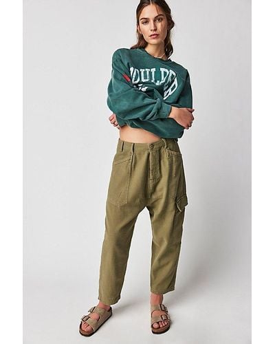 Free People Bay To Breakers Trousers At In Washed Pine, Size: Xs - Green