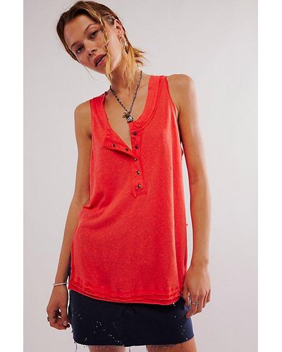 Free People Love Language Solid Tank Top - Red