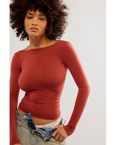 Intimately By Free People Low-back Seamless Long Sleeve Top - Red