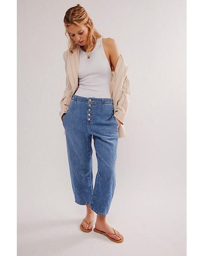 Free People Osaka Jeans At Free People In Calypso, Size: 24 - Blue
