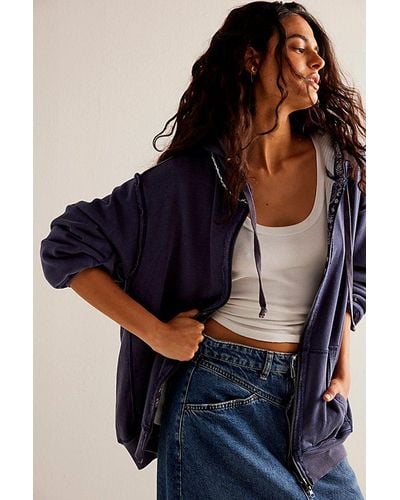 Free People By Your Side Lined Hoodie At Free People In Starless Sky, Size: Small - Blue