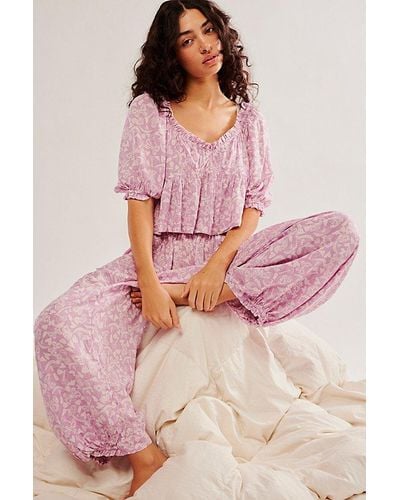 Free People Sleep Mode Cotton Pajama Top In Purple