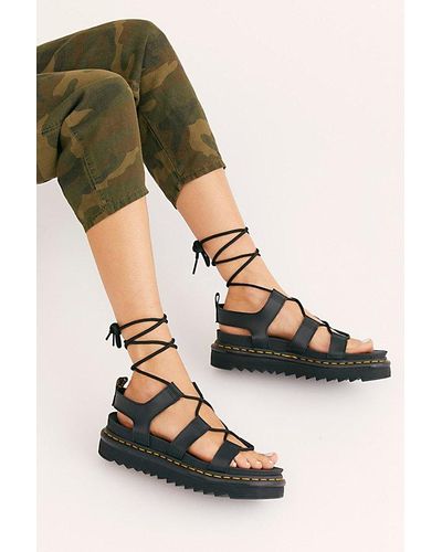 Dr. Martens Nartilla Hydro Leather Gladiator Sandals - Black