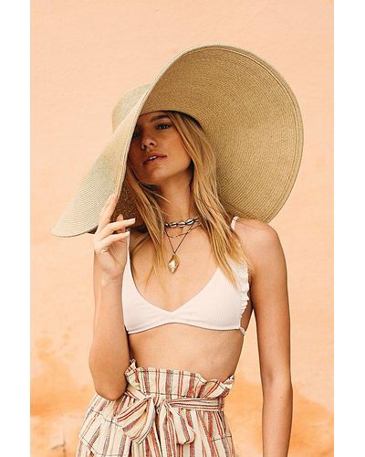 Free People Shady Character Packable Wide Brim Hat At In Toast - Multicolour