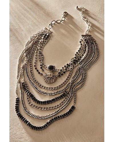 Free People The Pistols Stacked Chain Choker At In Silver Onyx - Natural