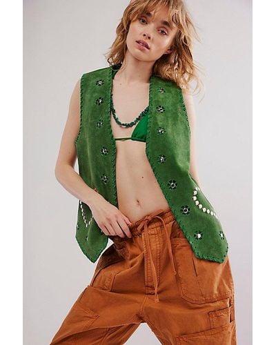 Urban Outfitters Western Rachel Love Vest Jacket - Green