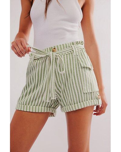 Free People Fp One Harriet Striped Shorts - Green