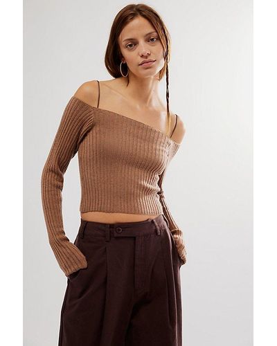Free People Madeline Off The Shoulder Sweater - Brown