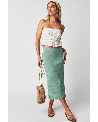 Free People Golden Hour Midi Skirt At In Malachite Combo, Size: Medium - Green