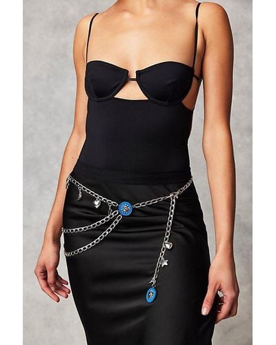 Free People Shoot For The Stars Chain Belt At In Silver - Black